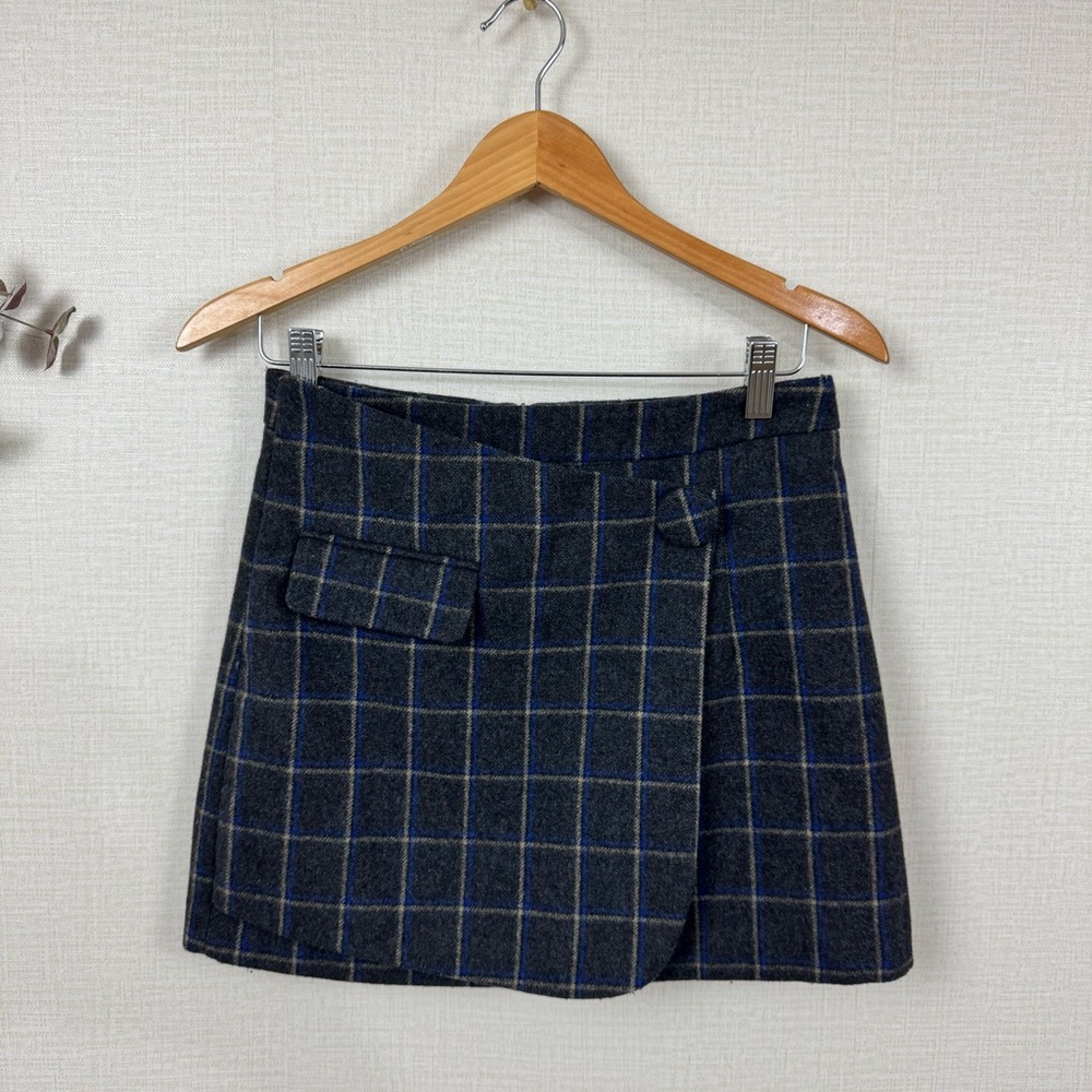 SOMSOM Sheep Wool Plaid Mini Skirt Size Medium